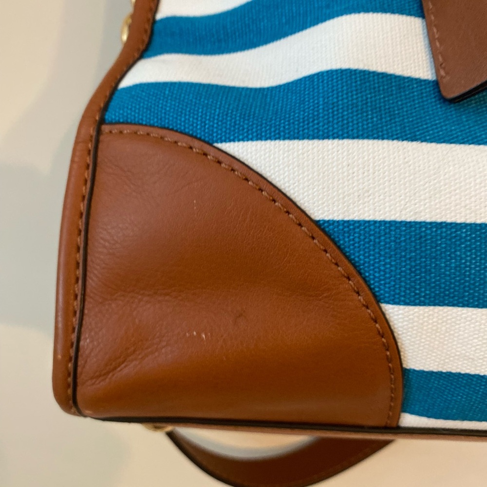 Michael Kors Aqua Blue Striped Hamilton Tote Bag - Picture 6 of 12